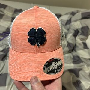 Black Clover Live Lucky golf hat. Orange/Blue/White. Flex fit L/XL.